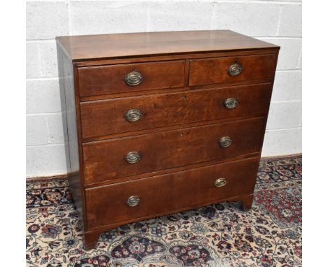 A 19th century oak chest of two short over three long drawers, on bracket feet, width 99cm, depth 47cm, height 98cm.