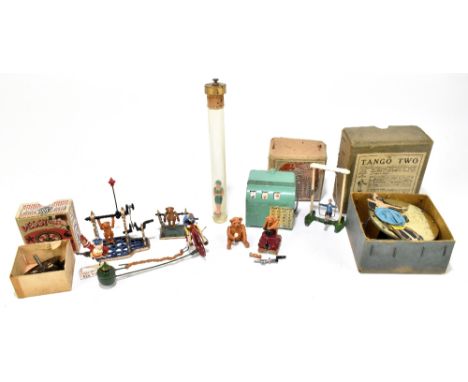 A collection of ten vintage and later toys including The Tango 2 with original box, a Fairy Land Series no.52 fruit machine t