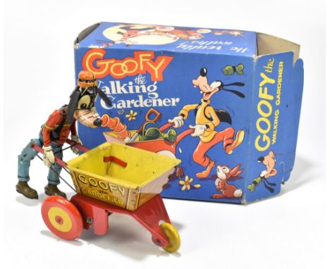 MARX; a tin plate clockwork Goofy the Gardener toy in original box, height 18.5cm (2).PROVENANCE: The Collection of Jack Temp