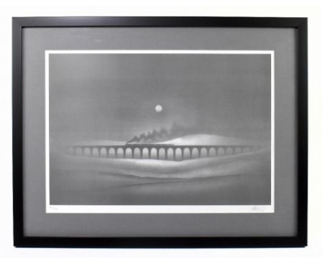 TREVOR GRIMSHAW (1947-2001); a limited edition print, 'Ribblehead Viaduct', 66/500, signed lower right, 50 x 35cm, framed and