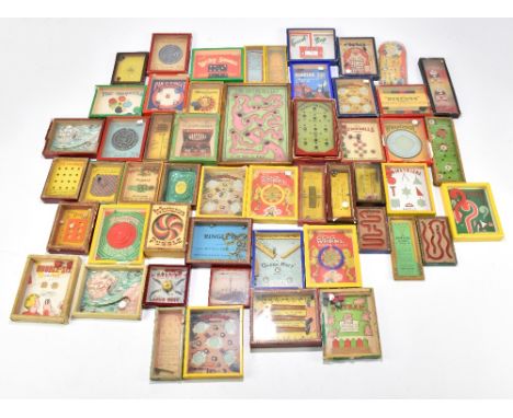 A collection of fifty vintage puzzle games, various sizes to include The Silver Bullet or The Road to Berlin, with painted wo