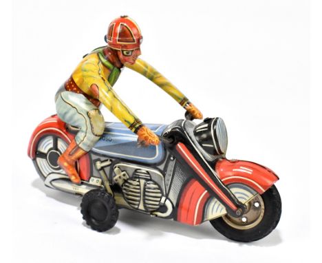 GREPPERT & KELCH (GOSO); a West German tinplate clockwork motorcycle and acrobatic rider, with original box (2).PROVENANCE: T