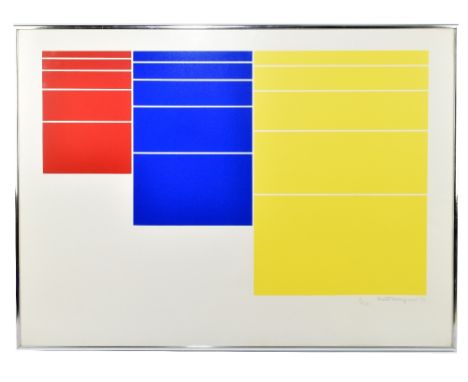 PETER HEDEGAARD (Danish, 1929-2008); pencil signed screen print abstract, 9/50, signed and dated '76, 55 x 76cm, framed and g