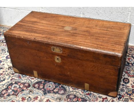 A 19th century camphor wood trunk, with recessed brass handle, height 39cm, length 87cm, depth 42cm.