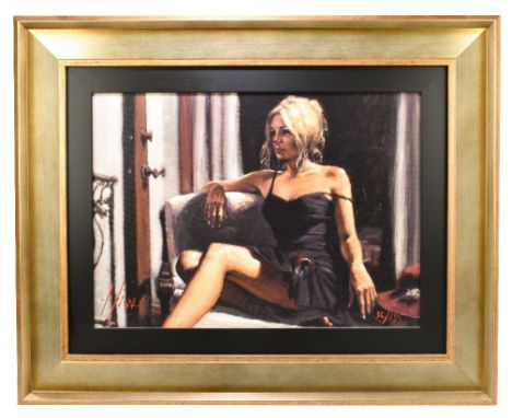 FABIAN PEREZ (Argentinian, born 1967); limited edition print on board, 'The Red Hat', signed, 35/195, 40 x 55cm, framed, with