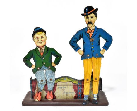 WILHELM KRAUSS; a 1920s tinplate steam driven toy, 'Happy Jack, Happy James', each with articulated legs and hips, height 19.