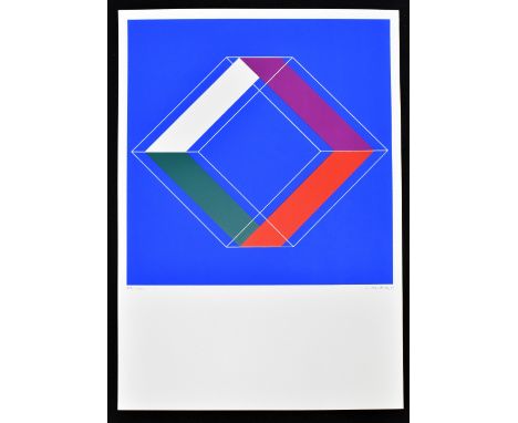 R NORTIUS; a signed limited edition silkscreen abstract geometric design in bold colours, dated '71 and no. 291/300, image 29