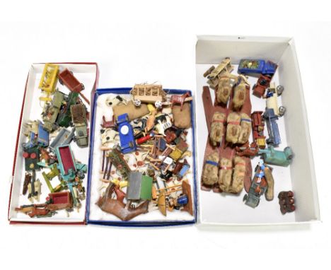 A collection of vintage wooden toys, mostly vehicles including commercial and farm, various figures, animals, etc (qty).PROVE