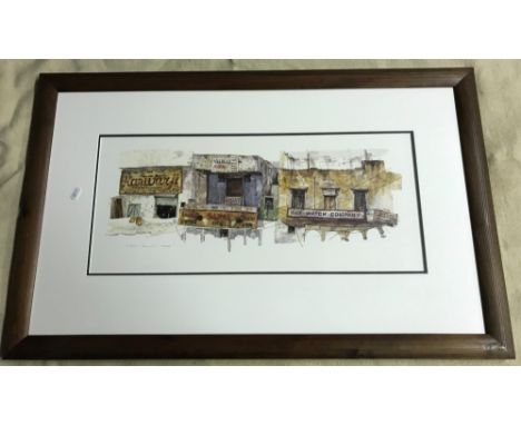 MATT BABER-KENNEDY RI "Chadni Chowk, Delhi, India", street scene with shop fronts, colour print, limited edition No'd. 469/47