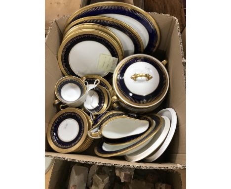 A collection of Aynsley blue and gilt decorated dinner wares in two various patterns, one Georgian Cobalt 7348, the other No'