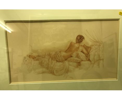 AFTER KAY BOYCE "Thoughts I" and "Thoughts II", studies of recumbent semi-nude models on a bed, monochrome offset litho, limi