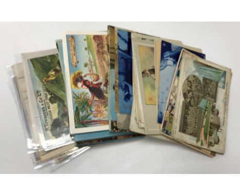 A small collection of vintage postcards and a collection of advertising and Royal commemorative postcards
