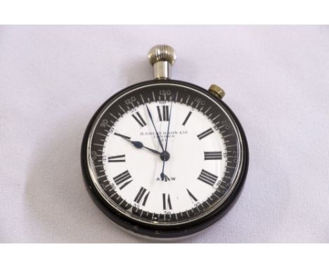 WWII pilots navigation watch by H. Golay and Sons London, base metal, enamel dial, Roman numerals, Rotary compass outer ring