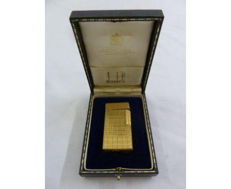 Dunhill gold plated cigarette lighter in original fitted case