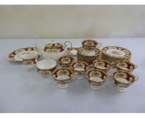 Royal Albert Lady Hamilton part teaset to include teapot, milk jug, sugar bowl, plates, cups and saucers (36)