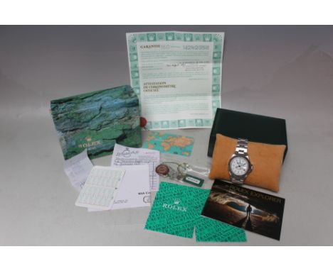 ROLEX - AN EXPLORER II OYSTER PERPETUAL DATE SUPERLATIVE PERPETUAL CHRONOMETER, the watch is on brushed stainless steel brace