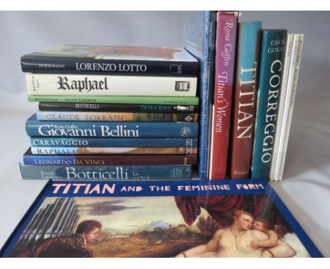 A COLLECTION OF ITALIAN ARTISTS / PAINTERS ILLUSTRATED REFERENCE BOOKS, to include Botticelli, Claude Lorrain, Caravaggio, Lo