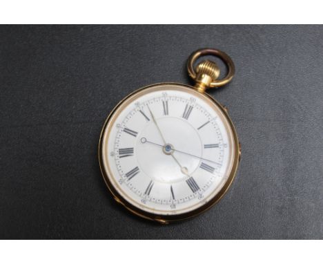 AN 18K OPEN FACED MANUAL WIND POCKET WATCH BY REID &amp; SONS OF NEWCASTLE UPON TYNE, currently ticks on winding - working ca