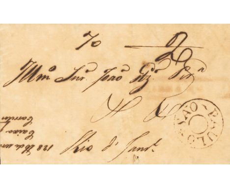 1839. ATIBAIA to RIO DE JANEIRO. Circular postmark SAO/PAULO and manuscript "70" (reis). VERY FINE. 