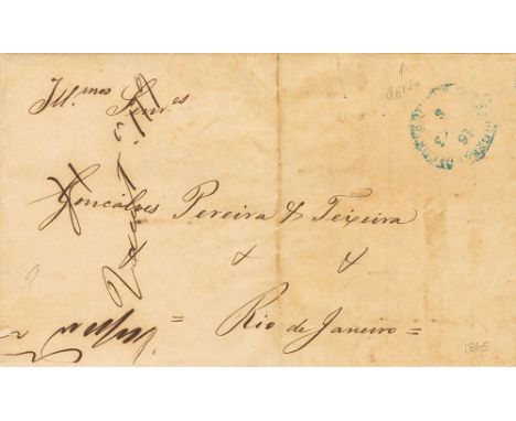 1865. BAEPENDI to RIO DE JANEIRO. On reverse postmark (ink) BAEPENDY and manuscript "Pg 60 reis". VERY FINE. 