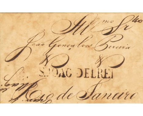 1834. SAN JOAO to RIO DE JANEIRO. Straight line postmark. S.JOAO DEL REI and manuscript "40" (reis). VERY FINE. 