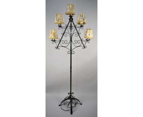 A Late 20th Century Wrought Iron Five Branch Standard Lamp 