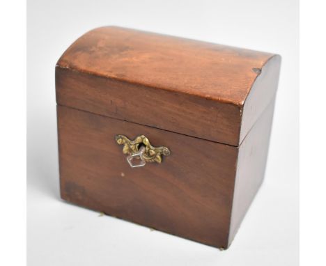 A Late 19th/Early 20th Century Mahogany Tea Caddy Box, Compete with Key, 13cms Wide 