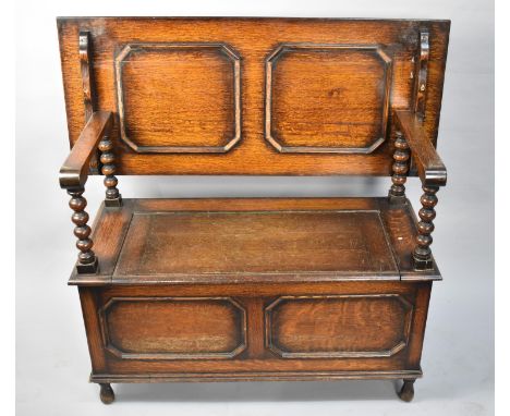 A 20th Century Oak Monks Bench, Some Mouldings Missing and Some Additional Condition Issues, 105cms Wide 