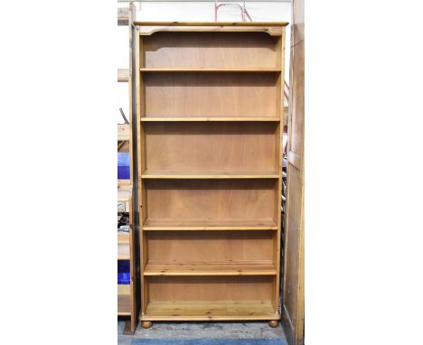 A Modern Pine Six Shelf Open Bookcase, 90cms Wide 