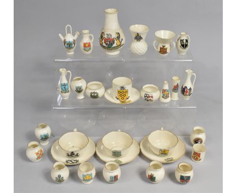 A Collection of Various Goss Crested Ware to comprise Cups and Saucers, Models of Antiquity, Ewers, Vases Etc 