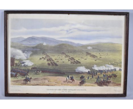 A Framed Print, First Published in 1855, The Charge of the Light Cavalry Brigade, 43x23cms 
