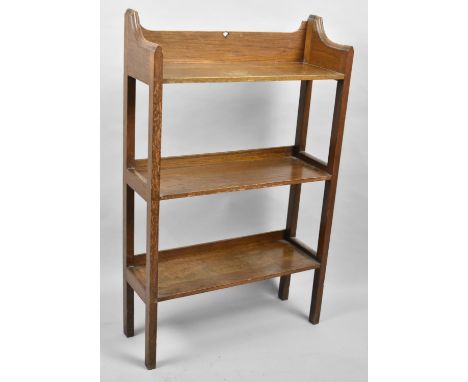 An Edwardian Oak Galleried Three Shelf Open Bookcase, 55cms Wide 