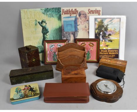 A Collection of Various Sundries  to Include Desktop Store, Indian Linaid and Carved Rectangular Box, Gentlemans Travelling S