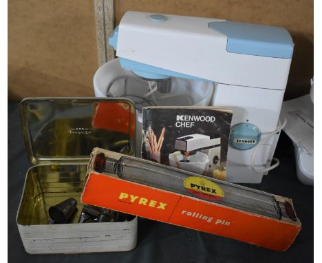 A Kenwood Mixer together with a Vintage Pyrex Rolling Pin Etc 