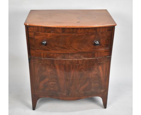 A 19th Century Mahogany Bow Fronted Box Commode with Hinged Lid and Bracket Feet, 63cms Wide 