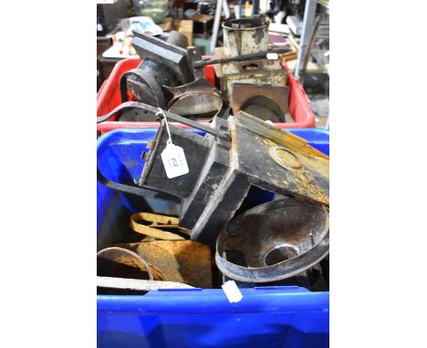 Two Boxes Containing Various Vintage Railway Lamp Parts 