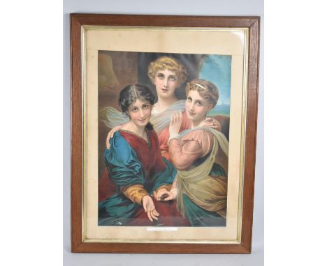 A Framed Late Victorian Print, Faith, Hope and Charity, 42x57 