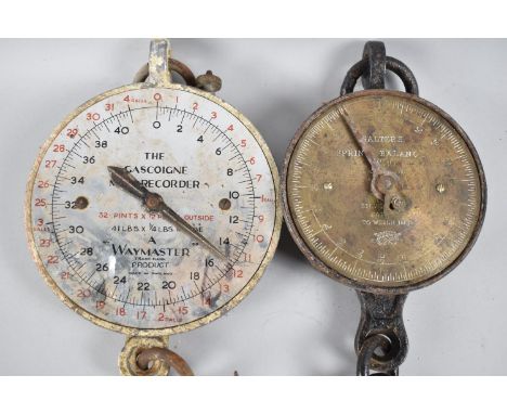 A Brass Mounted Salters Spring Balance together with a Gascoigne Milk Recorder Scales 