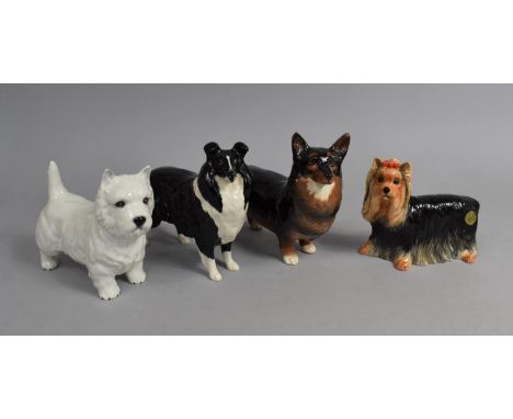 A Collection of Four Dog Ornaments to include Beswick Sheepdog-Large, Model 1792, Beswick Corgi and Terrier together with a J