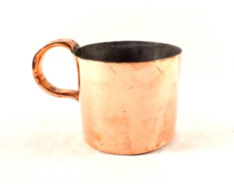A 19th Century Royal Navy one gallon copper rum measure stamped with broad arrow and crown over VR 6