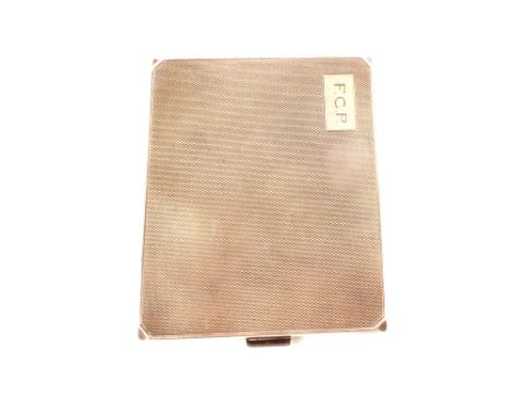 A silver engine turned cigarette case with initials, Birmingham 1931