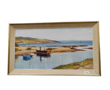 SAM MCLARNON - OIL ON CANVAS - SEASCAPE 75CM X 40CM 