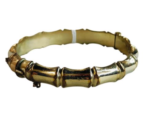 VINTAGE BAMBOO STYLE ROLLED GOLD BANGLE 