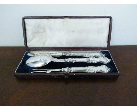 An Adam Hadfield silver Christening set, knife, fork, spoon marked Sheffield 1843, 52g