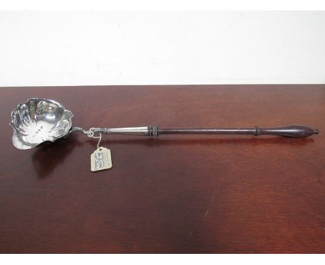 A Georgian silver toddy ladle with shaped bowl, London 1795, 36.5cm long