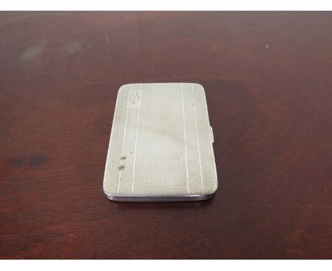A Robert Pringle & Sons silver cigarette case with engine turned decoration, inside with presentation inscription, Birmingham