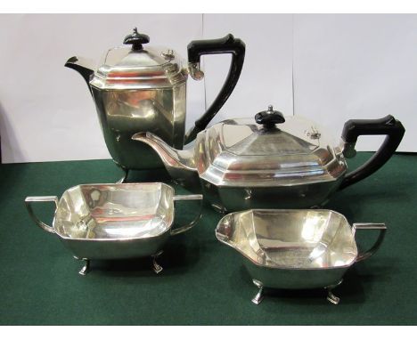 A silver plate four piece tea service