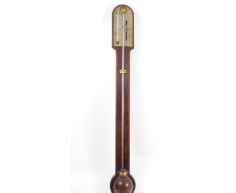 A 19th century mahogany stick barometer, the brass dial engraved Seloni Bath, height 37.5ins