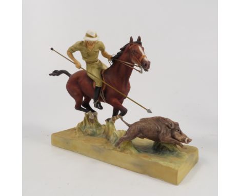 A Royal Worcester model, Hog Hunting, modelled by Doris Lindner, no plinth   Condition report:  Good condition.  Serial numbe