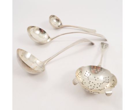 A Georgian silver sauce ladle, London 1810, weight 1oz, together with another silver sauce ladle, Sheffield 1906, weight 2oz,